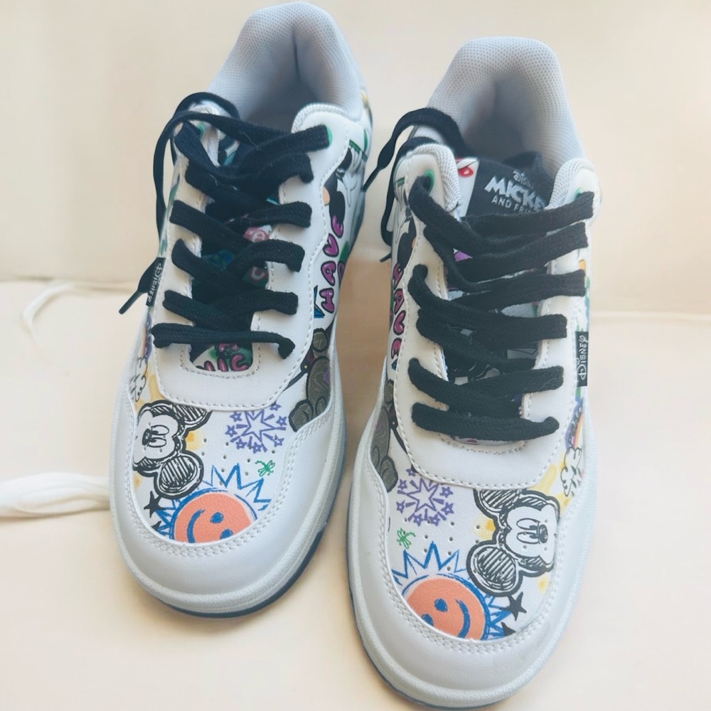 Disney White Sneakers with Cartoon Design